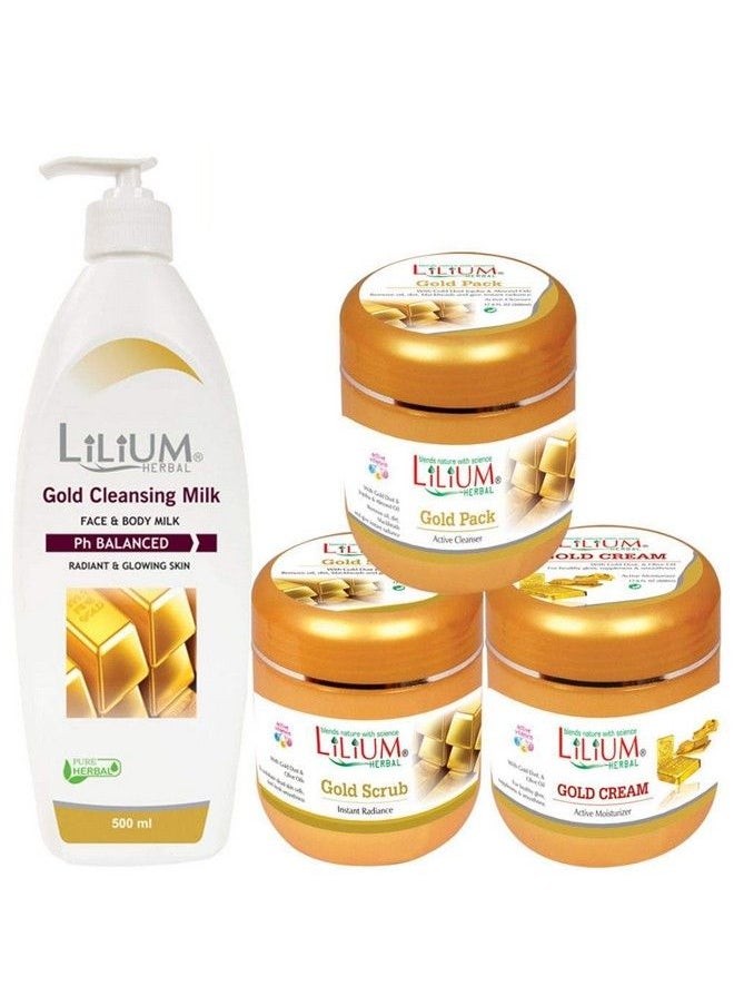 LILIUM Herbal Skin Care Gold Combo Kit (500Gm Each) Pack Of 4Gc665  - Image 2