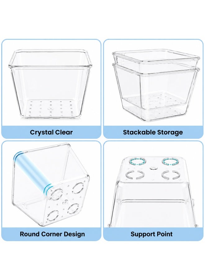 ELASAR 16 Pcs Desk Drawer Organizers Trays Set Clear Plastic Storage Bins Bathroom Drawer Tray Dividers Vanity Trays Organizer for Bedroom Dresser Makeup Kitchen Utensil Office - Image 3