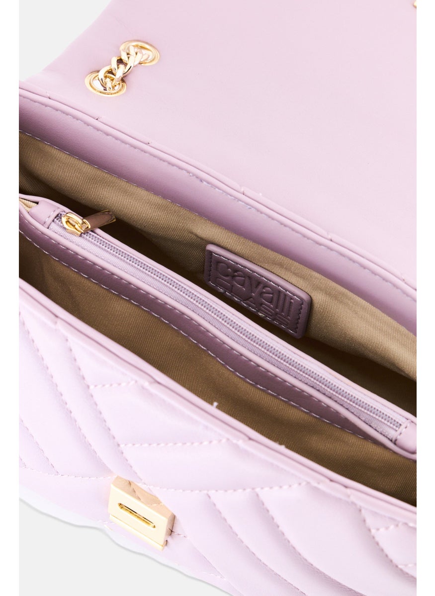Cavalli Class - Women Brand Logo Cross Body Bag 18 H x 27 L x 7 W cm, Lilac - Image 1