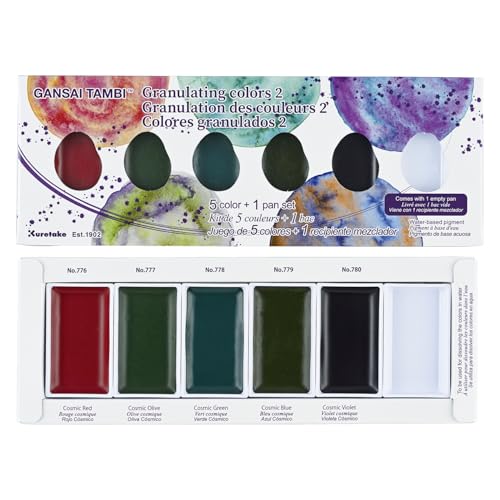 Kuretake GANSAI TAMBI GRANULATING COLOR II 5 colors set Watercolor Paint Set ProfessionalQuality for Artists and Crafters APCertified Made in Japan - Image 1