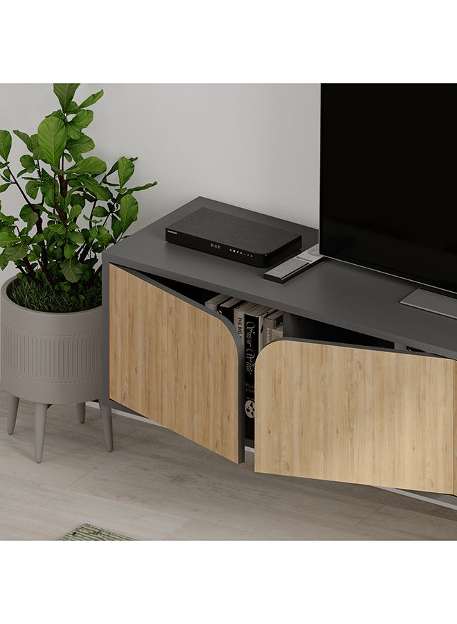 Mourah Home Spark Tv Unit Up To 70 Inches With Storage - Dark Grey/Oak - 2 Years Warranty  - Image 4