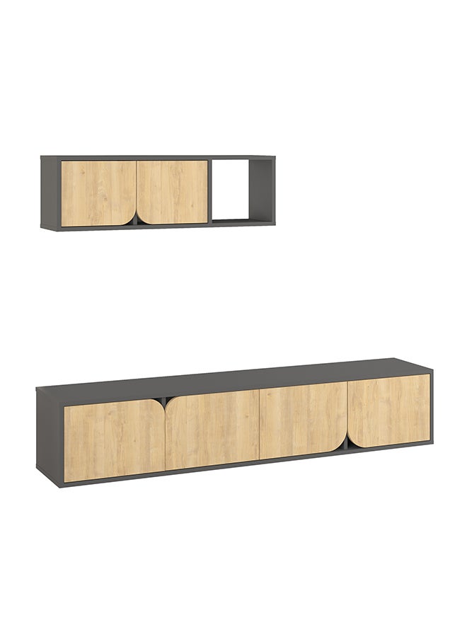 Mourah Home Spark Tv Unit Up To 70 Inches With Storage - Dark Grey/Oak - 2 Years Warranty  - Image 5