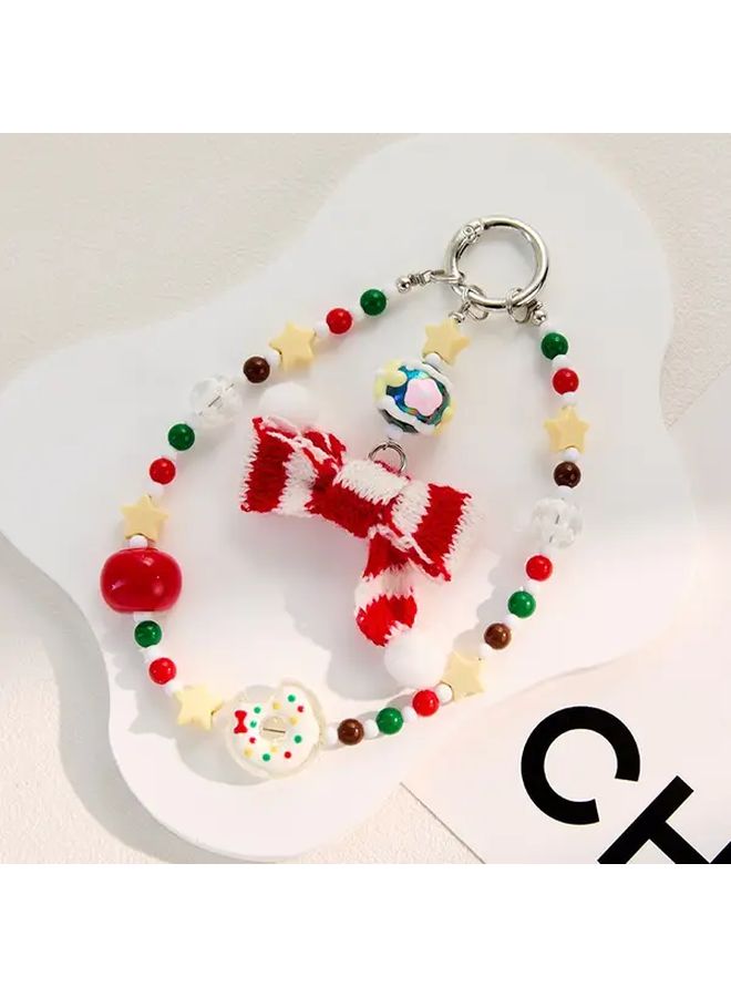 Christmas Red Acrylic Phone Chain Phone Charm Bag Key Holder Pendant - Image 3