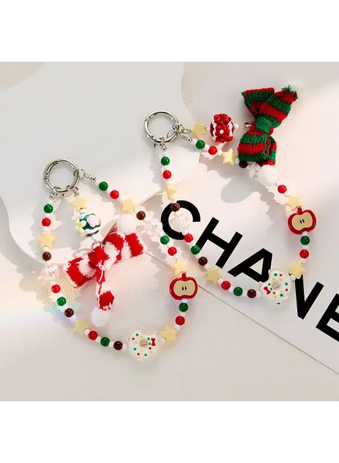 Christmas Red Acrylic Phone Chain Phone Charm Bag Key Holder Pendant - Image 1
