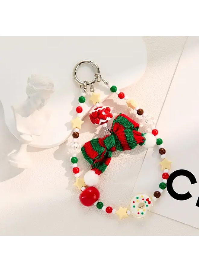 Christmas Red Acrylic Phone Chain Phone Charm Bag Key Holder Pendant - Image 2