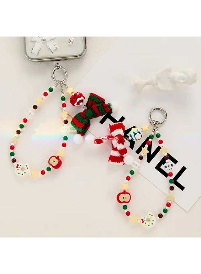 Christmas Red Acrylic Phone Chain Phone Charm Bag Key Holder Pendant - Image 4