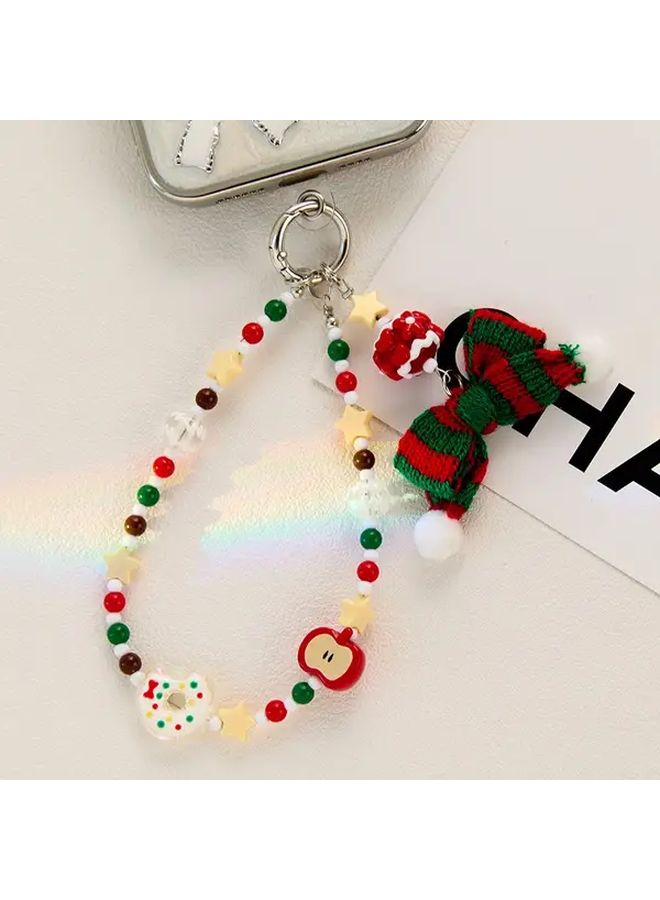 Christmas Red Acrylic Phone Chain Phone Charm Bag Key Holder Pendant - Image 5