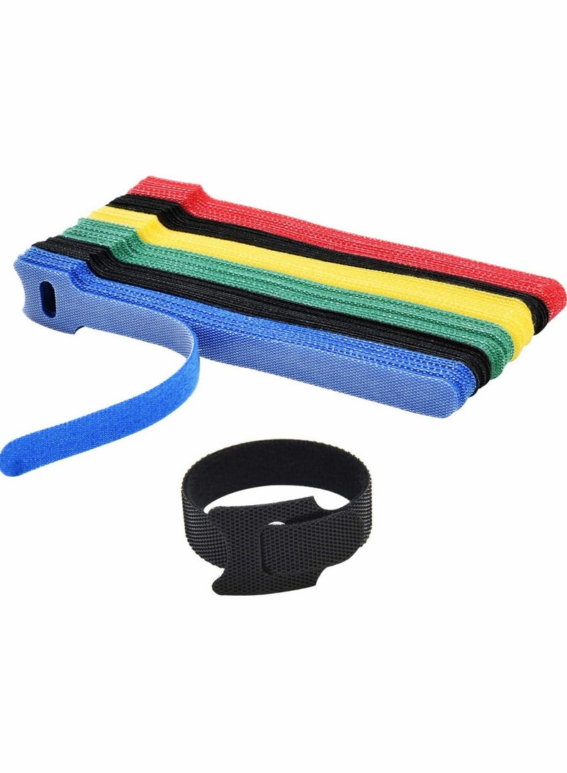 Excefore Reusable Cable Ties, Premium 6-Inch Adjustable Cord Ties, Microfiber Cloth Cable Management Straps 5 Colors(60pcs) - Image 1