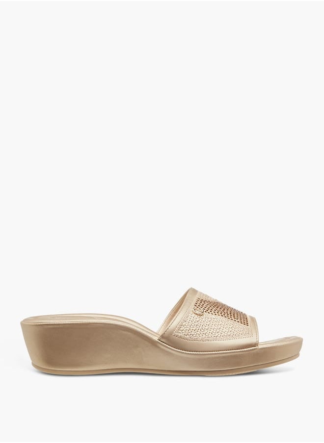 Le Confort Women's Embellished Slip-On Sandals with Wedge Heels  - Image 3