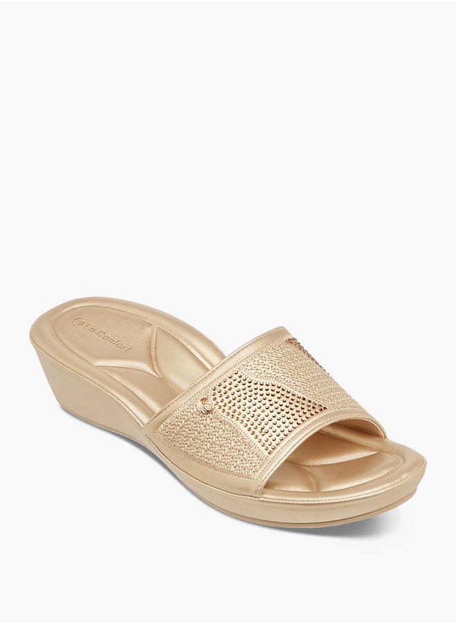 Le Confort Women's Embellished Slip-On Sandals with Wedge Heels  - Image 2