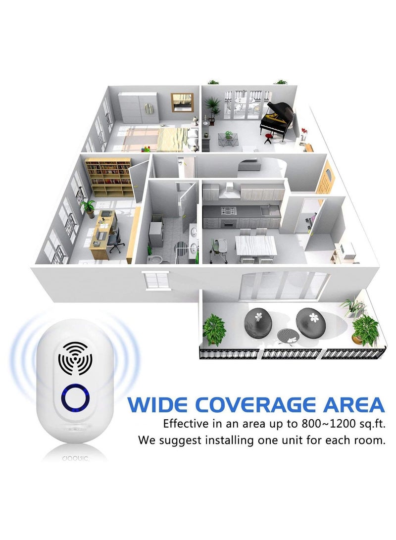 SYOSI 2 قطع طارد آفات بالموجات فوق الصوتية طارد الفئران الكهربائي داخلي طارد إلكتروني قابس في مكافحة الآفات للفئران والصراصير والنمل والذباب والبعوض غير ضار بالحيوانات الأليفة والبشر - Image 5