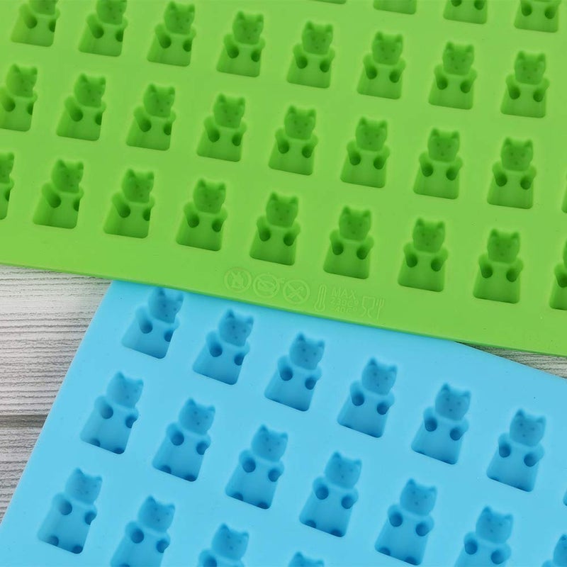 homEdge Silicone Gummy Bear Candy Molds, Set of 4 Packs Non Stick Food Grade Chocolate Gummy Mold Bonus with 2 Dropper-Blue, Red, Green and Pink - Image 3
