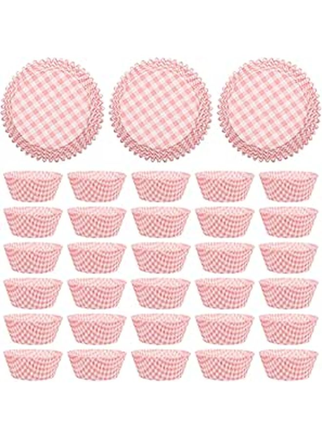 Red Plaid Mini Cupcake Baking Cups 100pcs Greaseproof Food Grade Paper for Party - Image 1