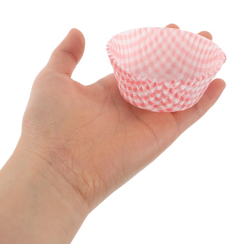 Red Plaid Mini Cupcake Baking Cups 100pcs Greaseproof Food Grade Paper for Party - Image 5