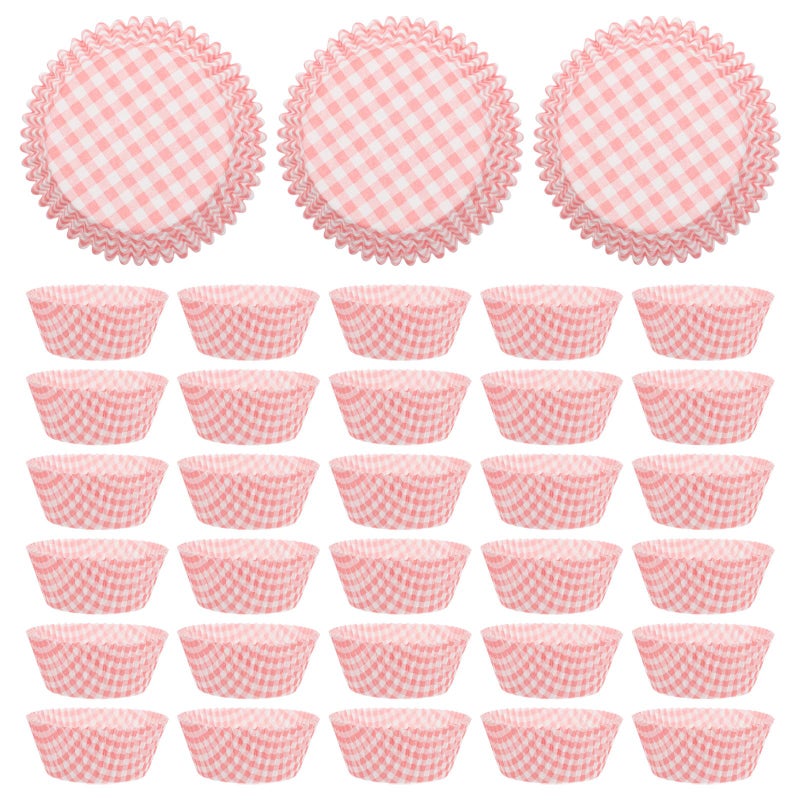 Red Plaid Mini Cupcake Baking Cups 100pcs Greaseproof Food Grade Paper for Party - Image 2