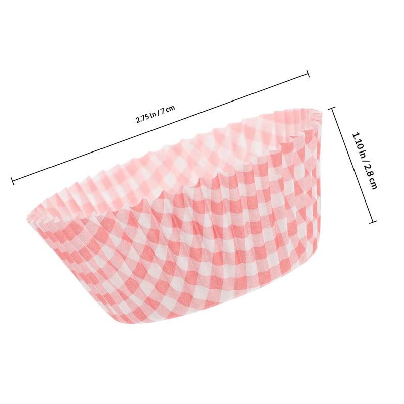 Red Plaid Mini Cupcake Baking Cups 100pcs Greaseproof Food Grade Paper for Party - Image 3