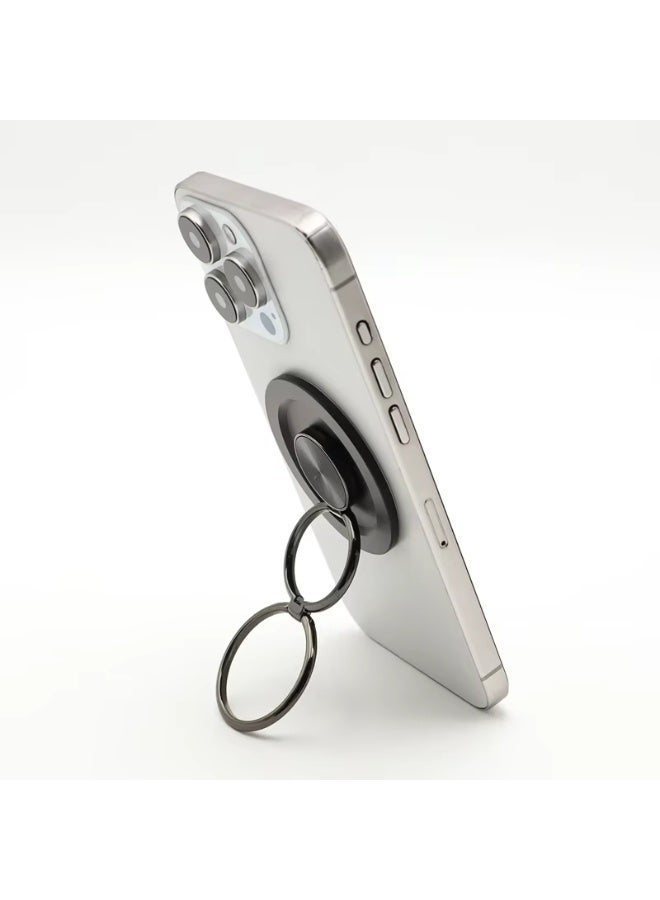 لياوسيسي حامل حلقة مغناطيسي للهاتف متوافق مع MagSafe - دوار 360 درجة قابل للتعديل، مسند أصابع وقاعدة، متوافق مع iPhone 15/14/13/12 وسامسونج (أسود) - Image 5
