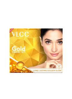 VLCC VLCC Gold Facial Kit - Single Use | Salon Like Facial at Home in Just 6-Steps | Includes Cleanser, Scrub, Cream, Face Pack & Moisturizing Gels | 2.12 Oz/60g  - Image 1