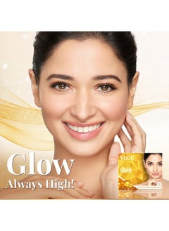 VLCC VLCC Gold Facial Kit - Single Use | Salon Like Facial at Home in Just 6-Steps | Includes Cleanser, Scrub, Cream, Face Pack & Moisturizing Gels | 2.12 Oz/60g  - Image 2