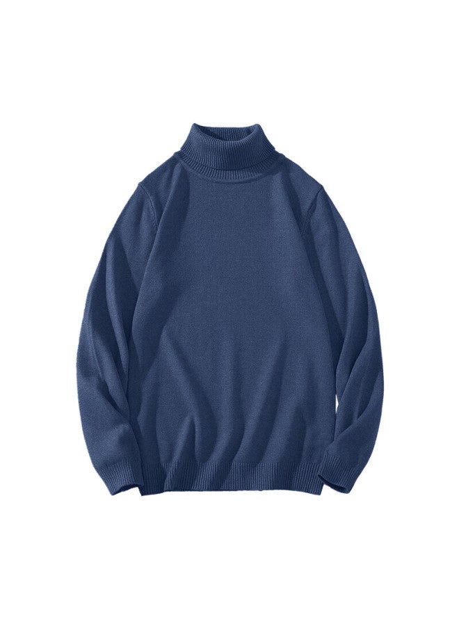 GENIOLAMODE Geniolamode Men's Sweater, Winter Simple And Fashionable Turtleneck, Inner Wear Base Layer Knit Sweater, Trendy Wool Top, Blue, 2xl  - Image 2