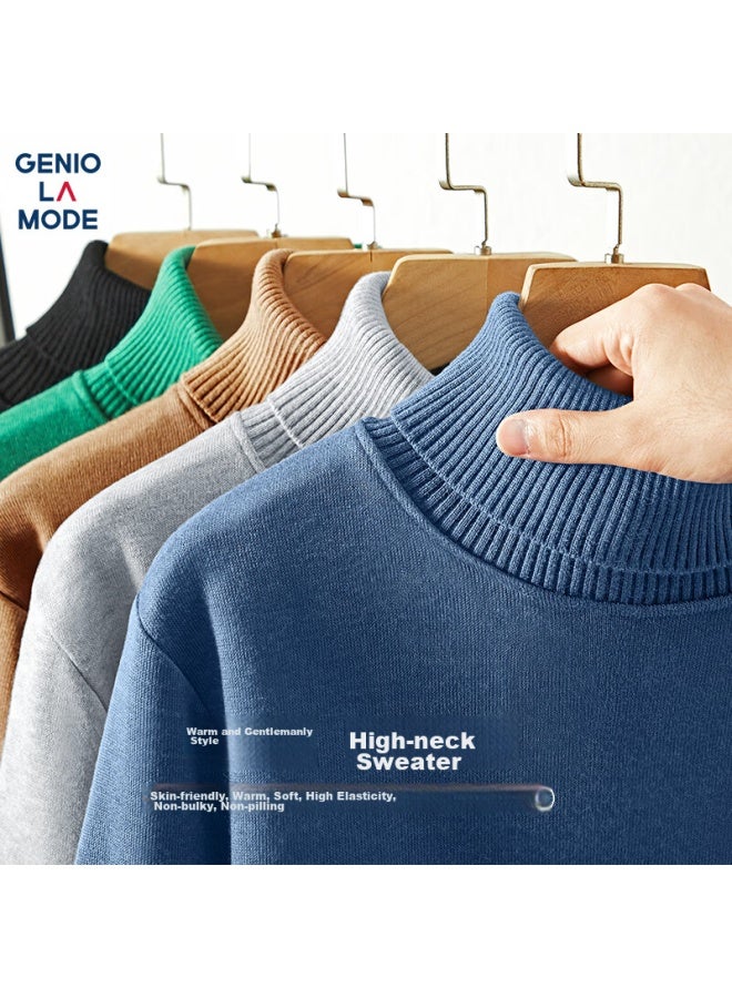 GENIOLAMODE Geniolamode Men's Sweater, Winter Simple And Fashionable Turtleneck, Inner Wear Base Layer Knit Sweater, Trendy Wool Top, Blue, 2xl  - Image 1