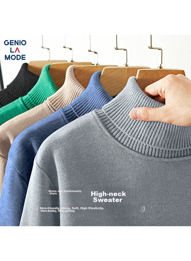 GENIOLAMODE Geniolamode Men's Sweater, Winter Simple And Fashionable Turtleneck, Inner Wear Base Layer Knit Sweater, Trendy Wool Top, Blue, 2xl  - Image 5