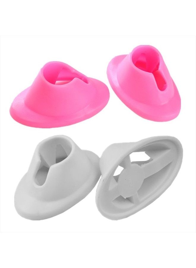 GBSTORE 4 Pcs Anti-spill Nail Polish Bottle Stand Soft Rubber Nail Polish Bottle Holder Nail Art Manicure Tools for Nail Organizer Display (White and Pink) - Image 1