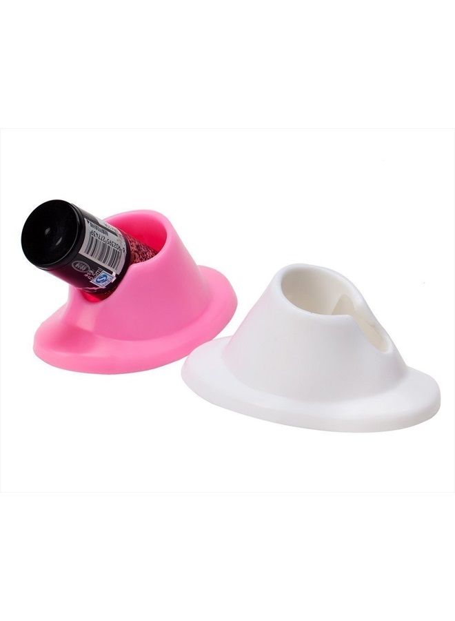 GBSTORE 4 Pcs Anti-spill Nail Polish Bottle Stand Soft Rubber Nail Polish Bottle Holder Nail Art Manicure Tools for Nail Organizer Display (White and Pink) - Image 4