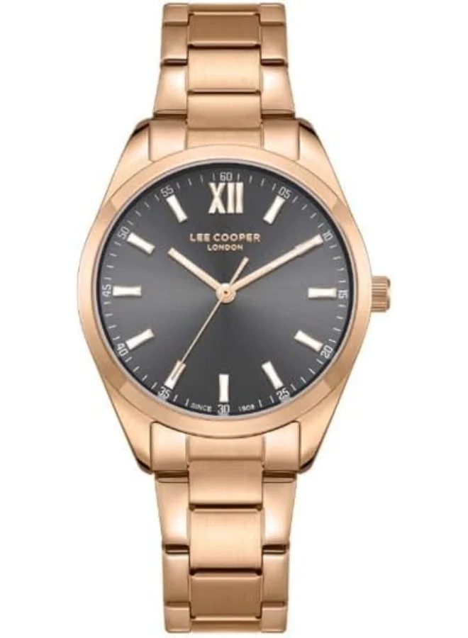 لي كوبر Lee Cooper Women's PC21S2M Movement Watch, Analog Display and Metal Strap - LC08014.460, Grey