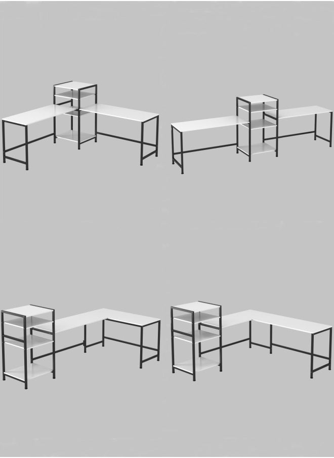 Gaming Table with Bookshelf,L-shaped Corner Desk Bring 4 Storage Shelves, Used as Computer Table,Study Desk,Home Office Desk and Workstation