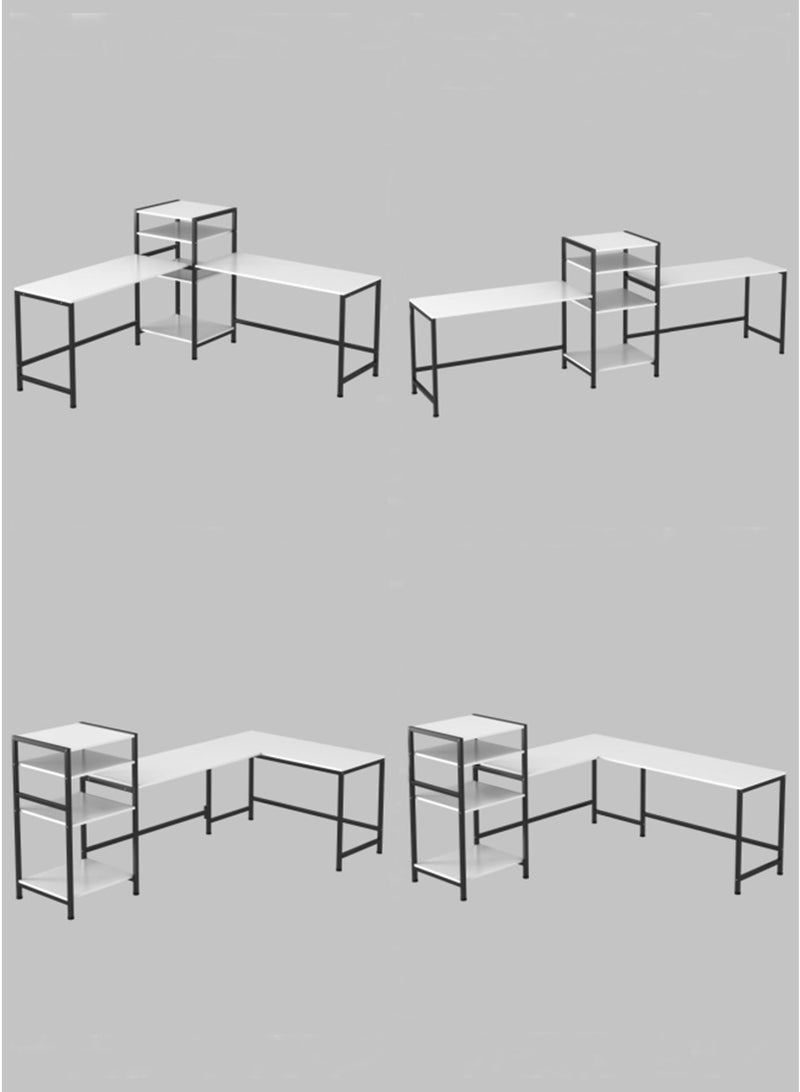 اديببولا طاوله قيمنق مع رف كتب، مكتب زاوية على شكل حرف L مع 4 رفوف تخزين، يمكن استخدامها كطاولة كمبيوتر، مكتب دراسة، مكتب منزلي ومحطة عمل - Image 3