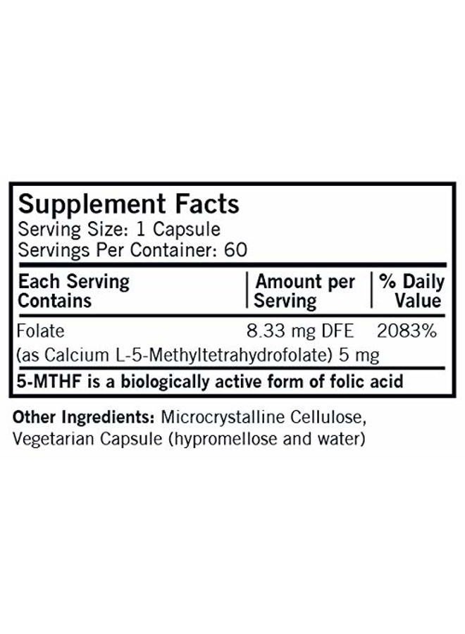 Kirkman 5-MTHF ([6S]-5-Methyltetrahydrofolate) 5 mg - Hypoallergenic | 60 Vegetarian Capsules - Image 2