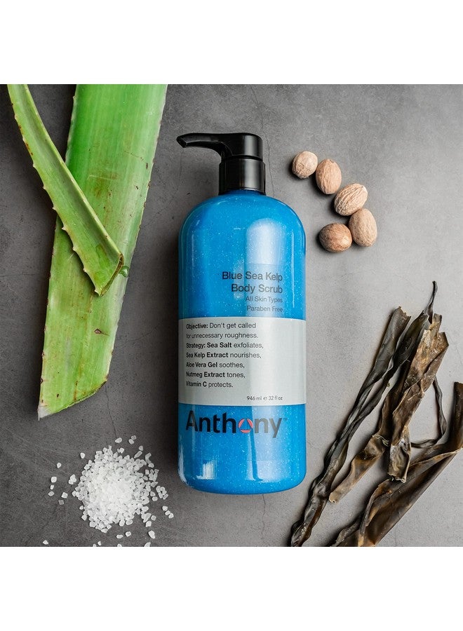 Anthony Exfoliating Body Scrub - Sea Salt, Vitamin C, And Aloe Vera Deep Cleans, Smooths Rough Patches & Soothes and Protects Skin - Blue Sea Kelp Body Wash 32 Fl Oz - Image 4