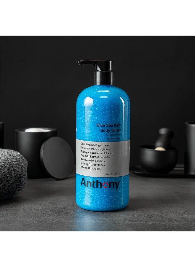 Anthony Exfoliating Body Scrub - Sea Salt, Vitamin C, And Aloe Vera Deep Cleans, Smooths Rough Patches & Soothes and Protects Skin - Blue Sea Kelp Body Wash 32 Fl Oz - Image 2