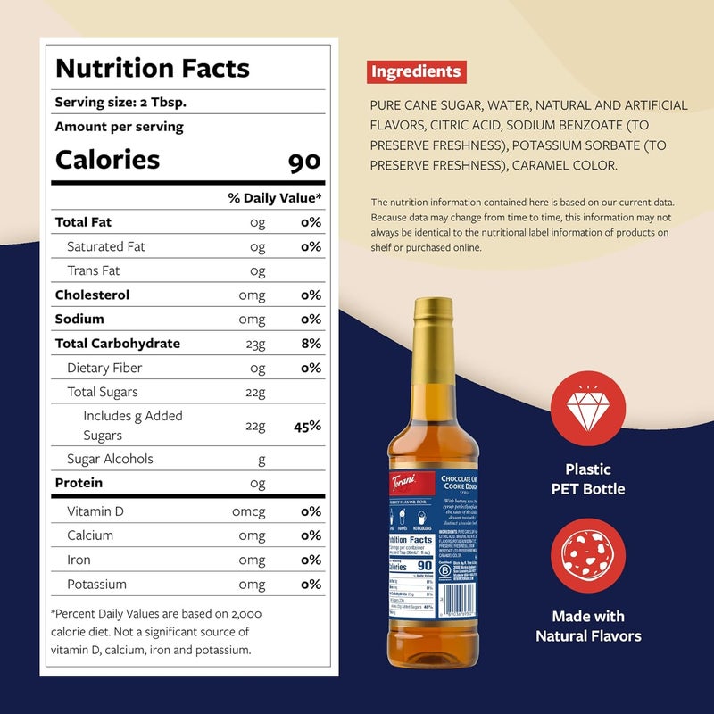 Torani Chocolate Chip Cookie Dough Coffee Syrup with Pump - 25.4 Fl Oz - Image 2