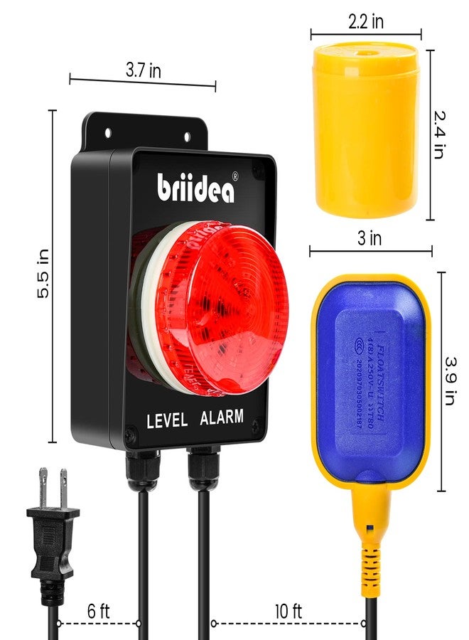 briidea Sump Pump Alarm, Briidea Indoor/Outdoor High Water Septic Tank Alarm with 110dB Loud Alarm and Large LED Indicator, 10ft Level Float Switch, Ideal for Septic Sump Pump Pond Water Tank - Image 5