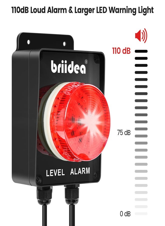 briidea Sump Pump Alarm, Briidea Indoor/Outdoor High Water Septic Tank Alarm with 110dB Loud Alarm and Large LED Indicator, 10ft Level Float Switch, Ideal for Septic Sump Pump Pond Water Tank - Image 3