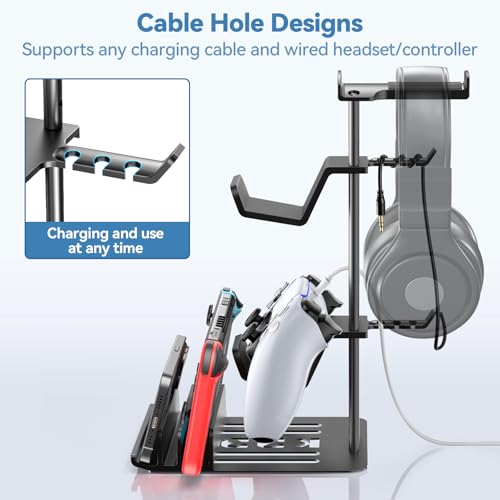 KDD Headphone Stand Controller Holder Headset Holder for Desk Earphone Stand with Aluminum Supporting Bar Universal Storage Organizer HeadphonesControllerSwitchMobile Phone - Image 3