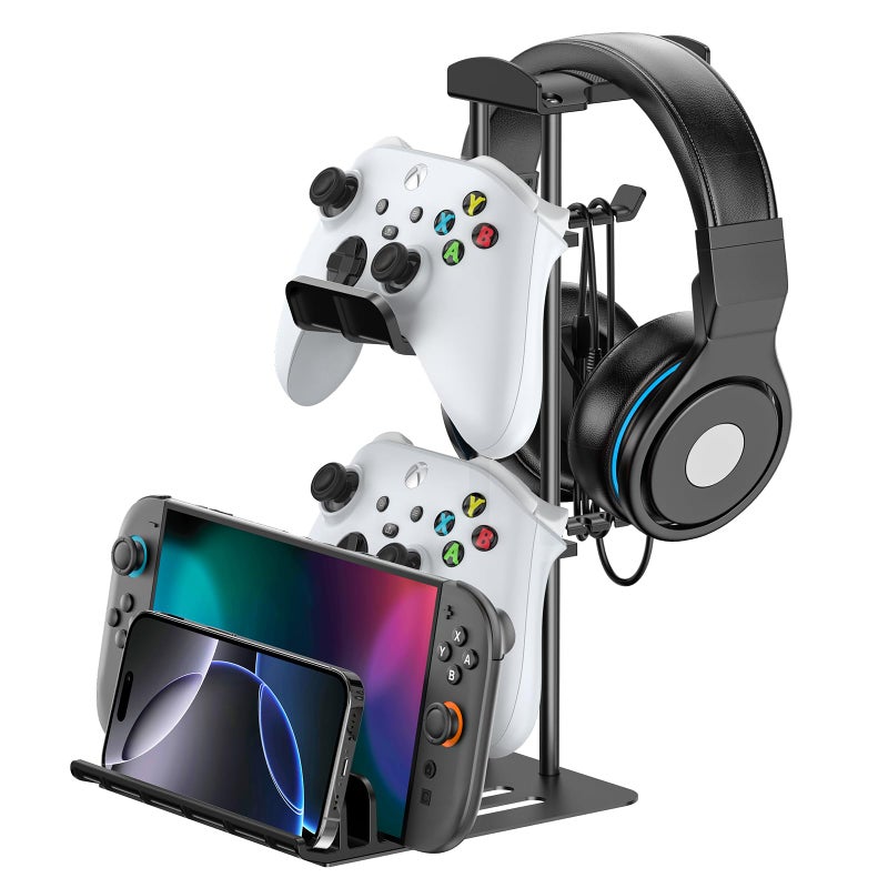 KDD Headphone Stand Controller Holder Headset Holder for Desk Earphone Stand with Aluminum Supporting Bar Universal Storage Organizer HeadphonesControllerSwitchMobile Phone - Image 2