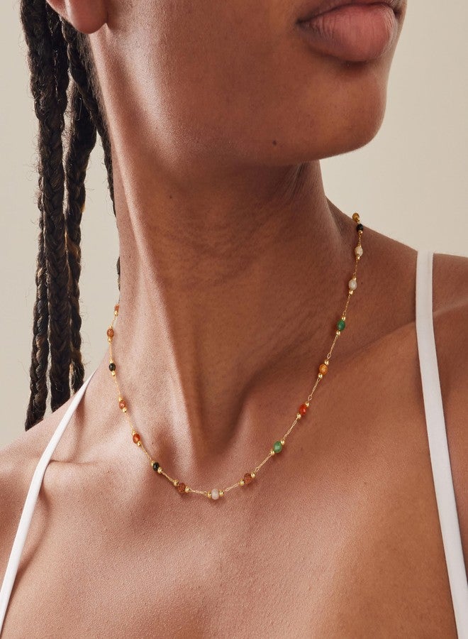 Fettero Dainty Beads Choker Neckces for Women - 14K Gold Plated Colorful Beaded Necklace Choker Summer Beach Boho Necklace Jewelry Gift - Image 2