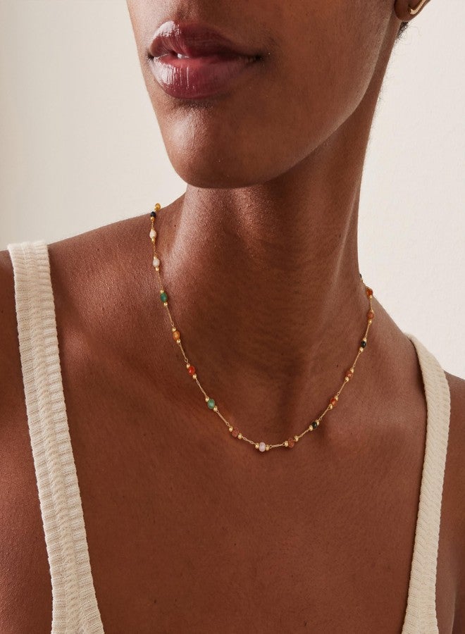 Fettero Dainty Beads Choker Neckces for Women - 14K Gold Plated Colorful Beaded Necklace Choker Summer Beach Boho Necklace Jewelry Gift - Image 3