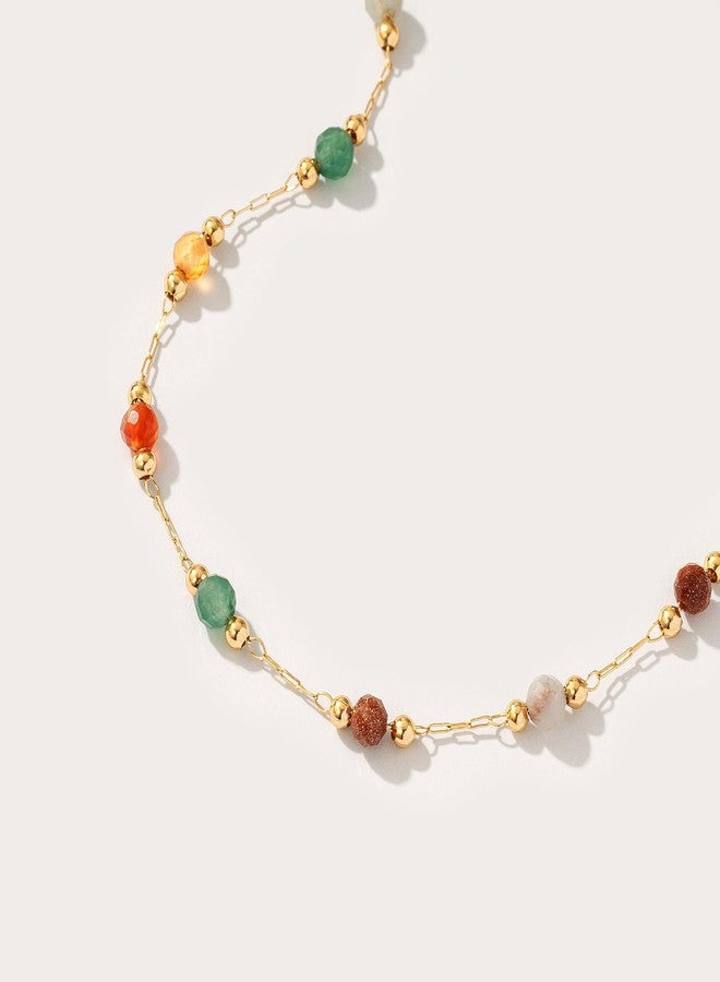 Fettero Dainty Beads Choker Neckces for Women - 14K Gold Plated Colorful Beaded Necklace Choker Summer Beach Boho Necklace Jewelry Gift - Image 5