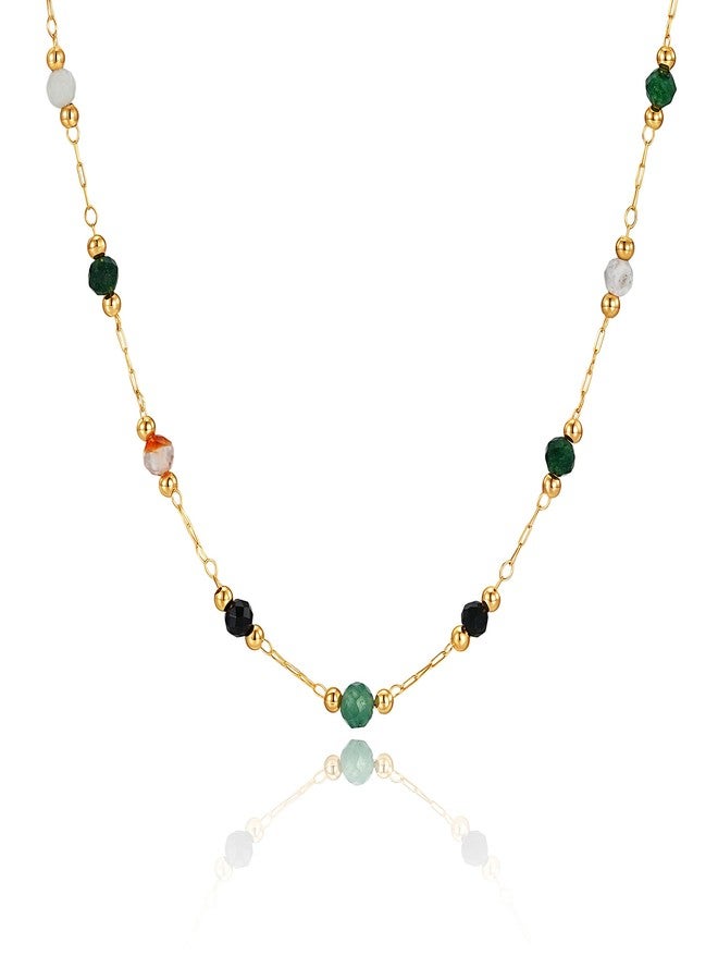 Fettero Dainty Beads Choker Neckces for Women - 14K Gold Plated Colorful Beaded Necklace Choker Summer Beach Boho Necklace Jewelry Gift - Image 1