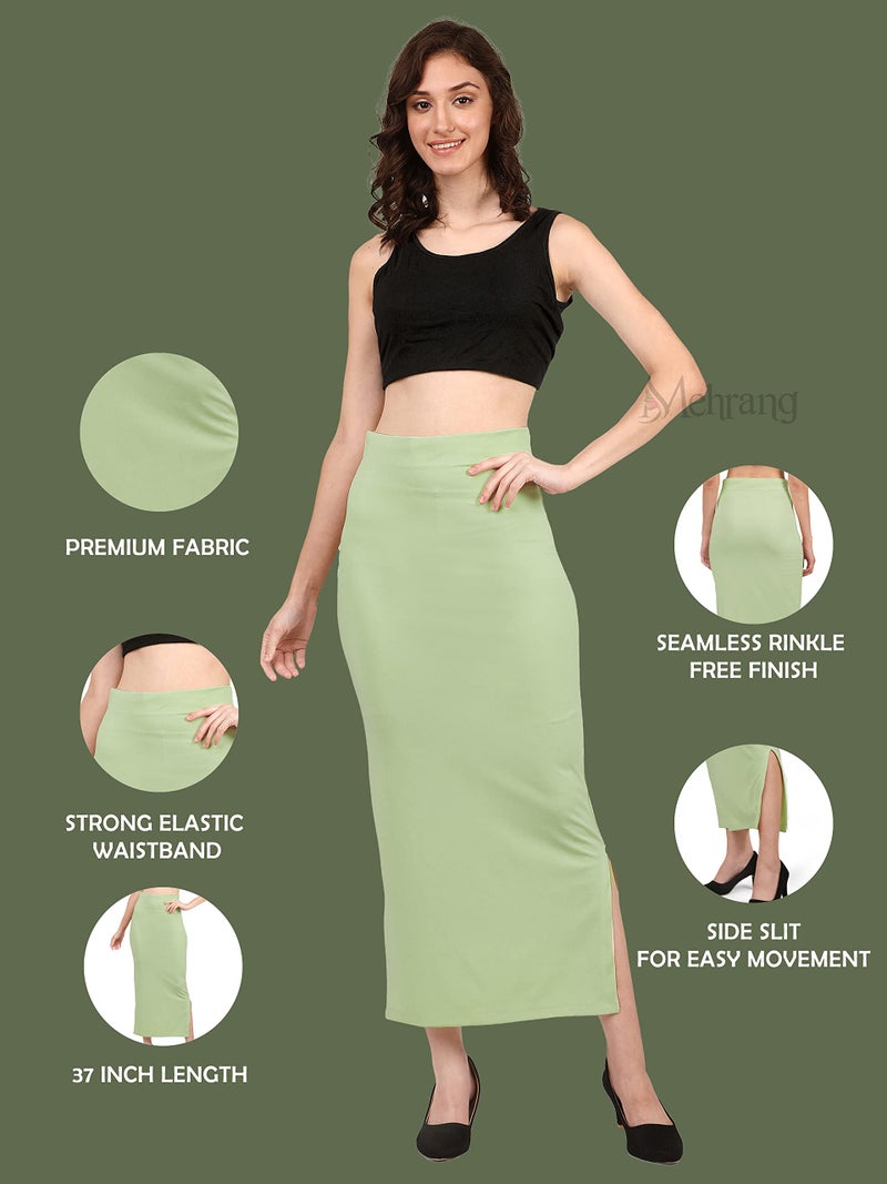 Mehrang Stretchable Saree Shapewear Petticoat for Women, Cotton Blended,Petticoat,Skirts for Women,Shape Wear Dress for Saree LightGreen - Image 2