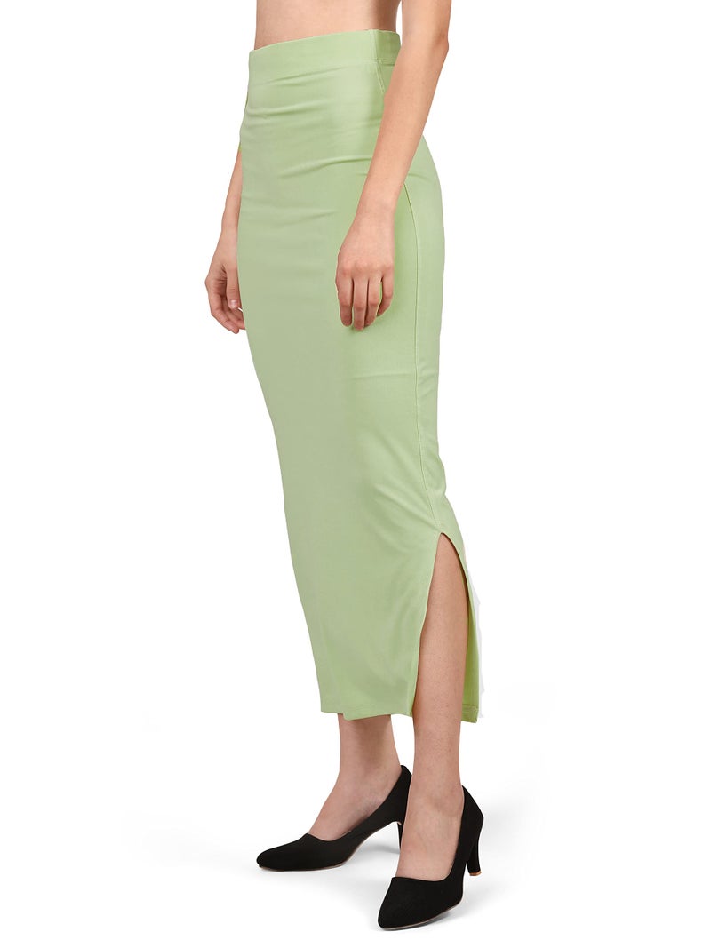 Mehrang Stretchable Saree Shapewear Petticoat for Women, Cotton Blended,Petticoat,Skirts for Women,Shape Wear Dress for Saree LightGreen - Image 3