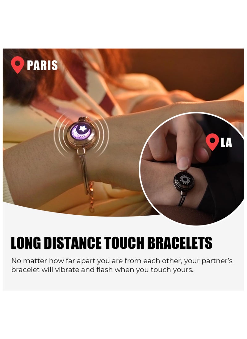 SYOSI - Long Distance Touch Bracelets for Couples, Vibration & Light up for Love Couples Bracelets, Couples Bracelets, Long Distance Relationship Gifts for Girlfriend Remote Smart Bluetooth Pairing Jewelry - Image 1