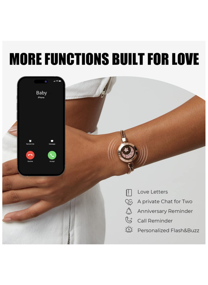 SYOSI - Long Distance Touch Bracelets for Couples, Vibration & Light up for Love Couples Bracelets, Couples Bracelets, Long Distance Relationship Gifts for Girlfriend Remote Smart Bluetooth Pairing Jewelry - Image 1