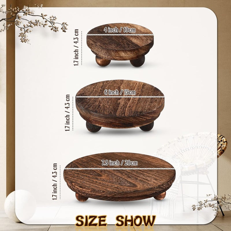 Amyhill 3 Pcs 8/6/4 Inch Wooden Risers for Display Wood Pedestal Stand Mini Tray Stand Round Wooden Pedestal Holder Rustic Riser for Decor Tiered Tray Decor Home Kitchen(Brown) - Image 2