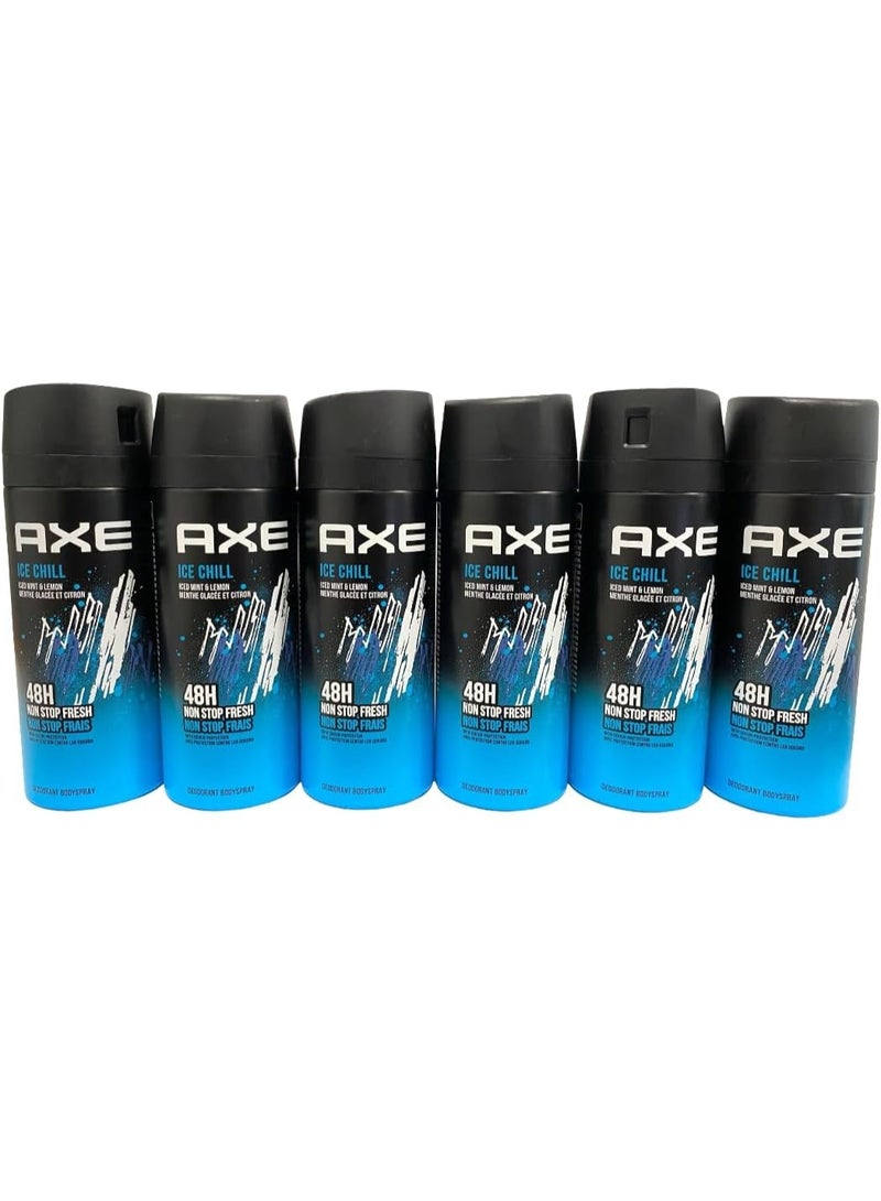 AXE 6 x 150 ml Ice Chill Deodorant Spray Deodorant Body Spray Men's Perfume