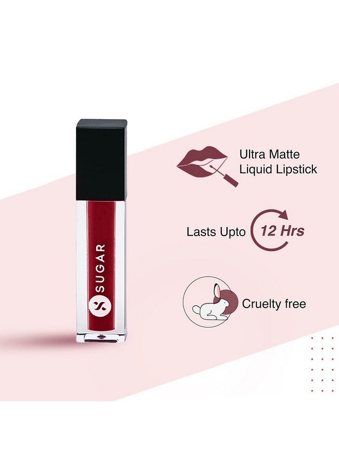 SUGAR Cosmetics - أحمر شفاه سائل صغير Sugar Smudge Me Not 10 Drop Dead Red - Image 1